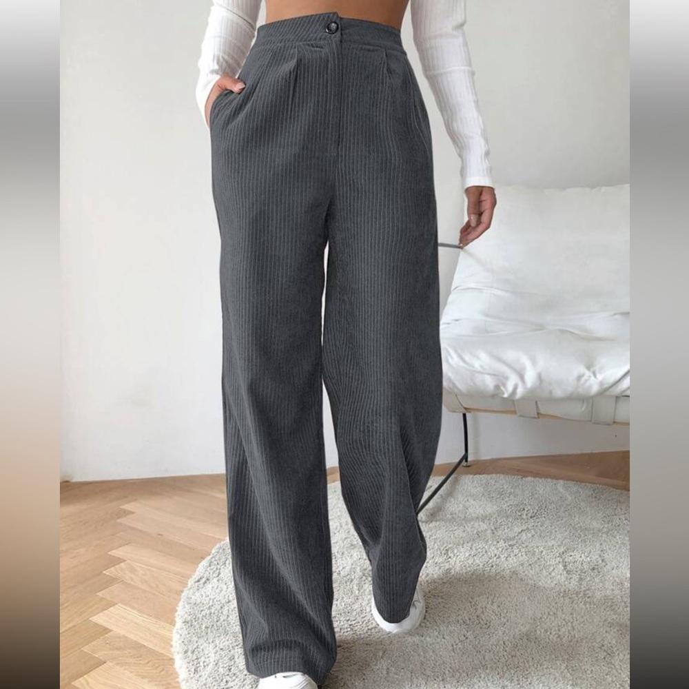High Waist Cord Wide Leg Pants